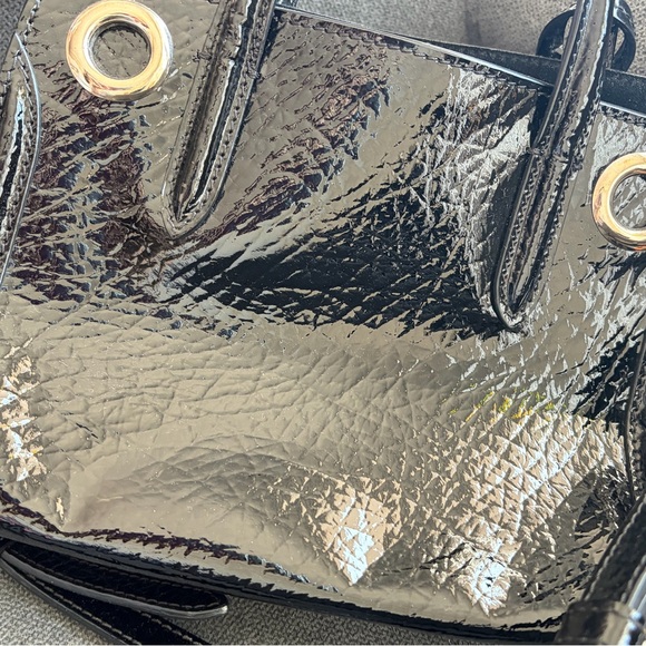 Alexander McQueen Black Patent Leather Eyelet Padlock Mini Satchel Bag - Picture 5 of 10